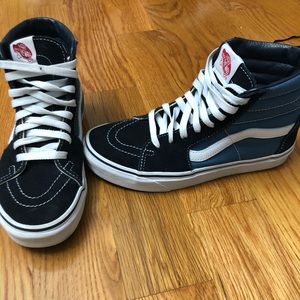 Vans Shoes - black and blue high top vans, worn once Vans Shoes - black and blue high top vans, worn once